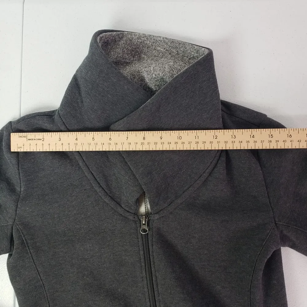 Puma Women's XS Gray Collar Full Zip Pockets Thumbhole Fleece Fitted Cozy Jacket - Picture 3 of 14